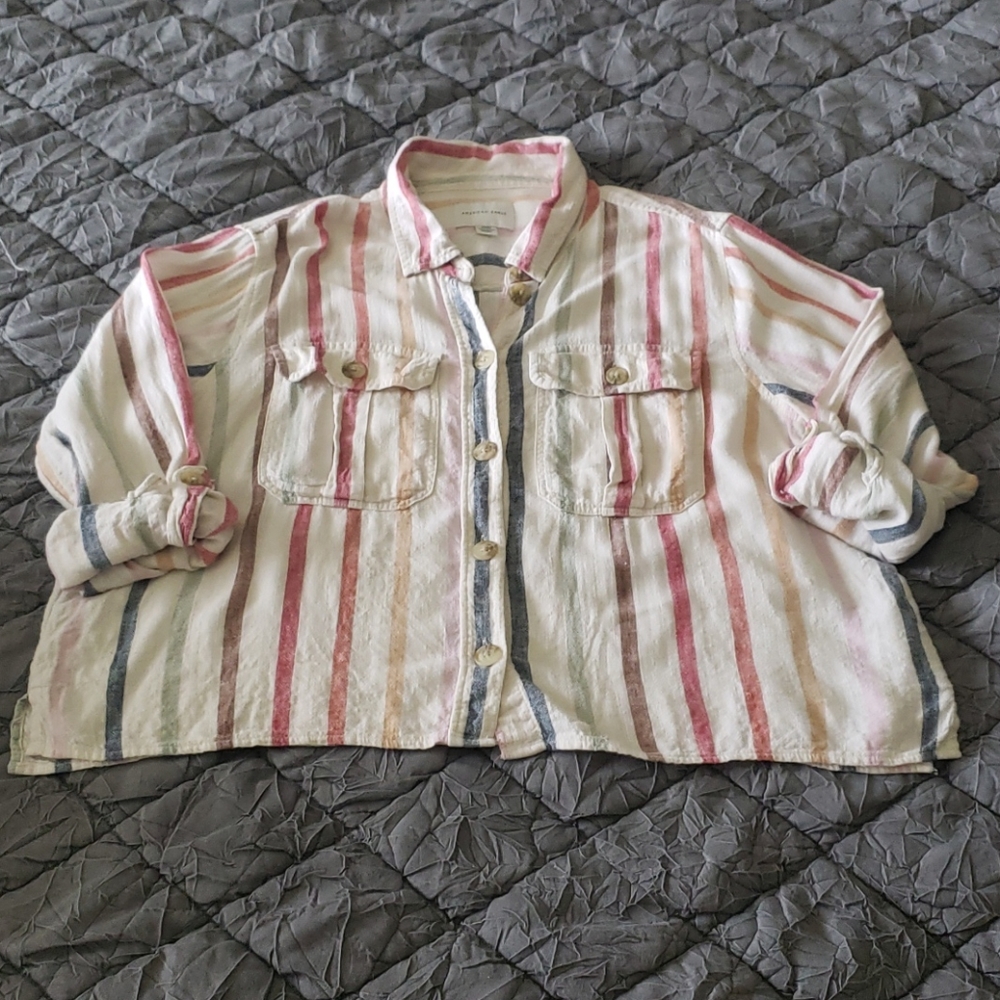 Rainbow Stripe Button Down